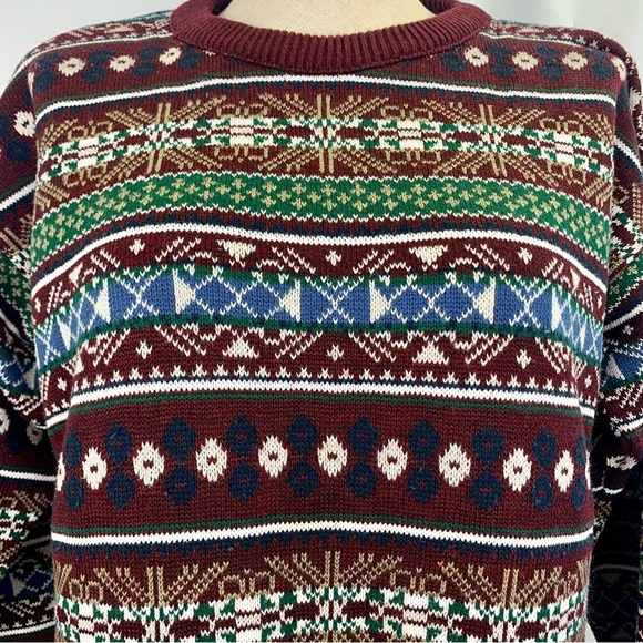 Vintage 90s Geometric Striped Sweater - Picture 3 of 7